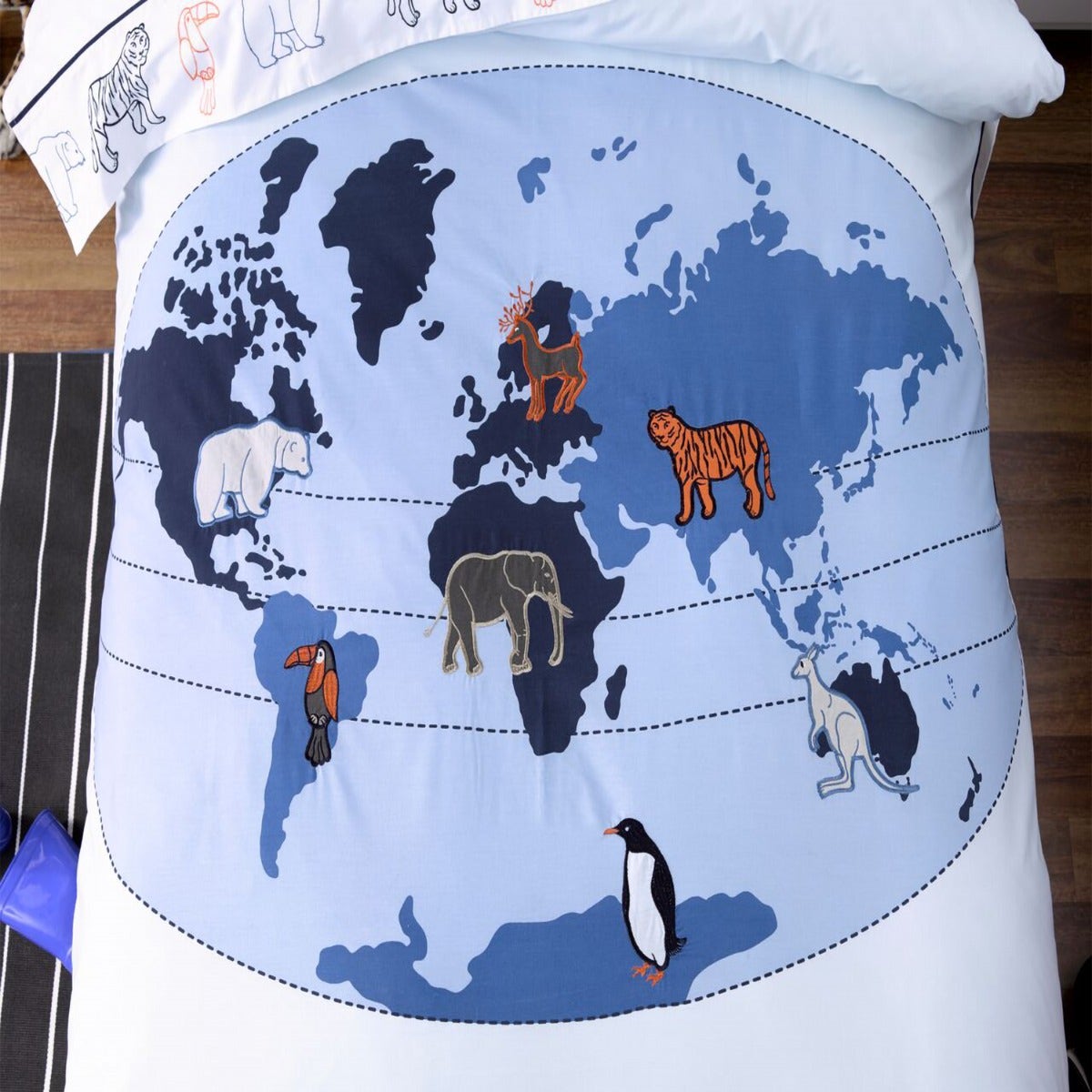 Animal Atlas Embroidered Duvet Cover Set