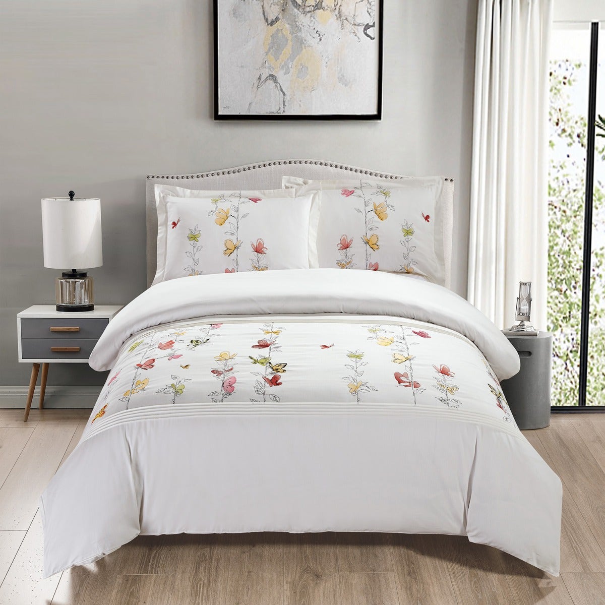 Spring Meadow Embroidered Duvet Cover Set