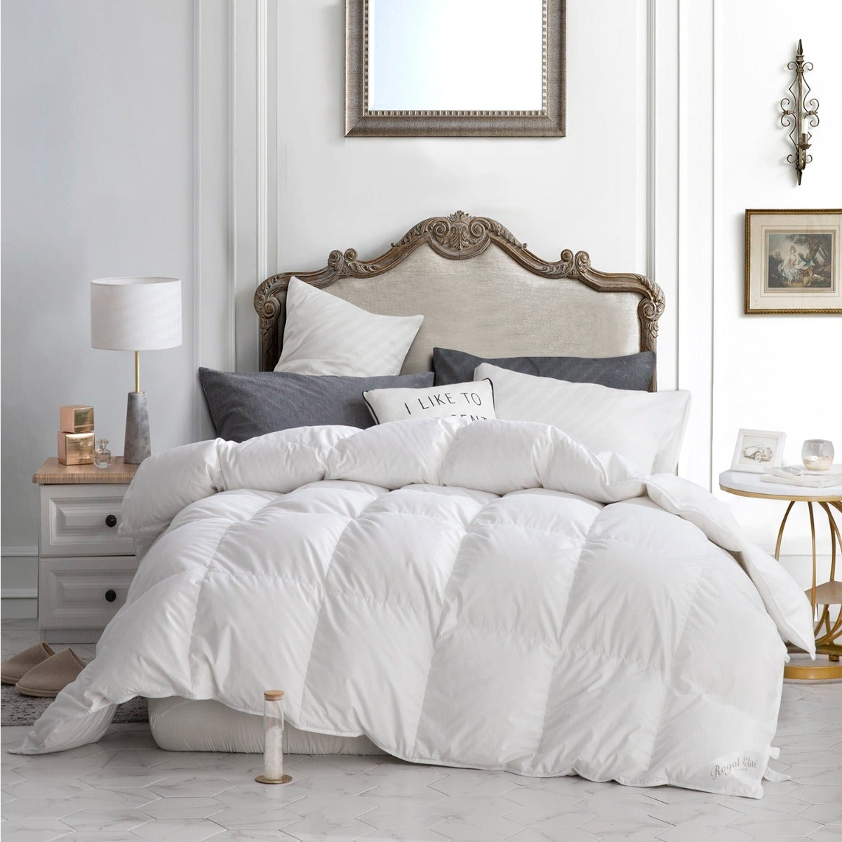 Hutterite White Down Duvet Side