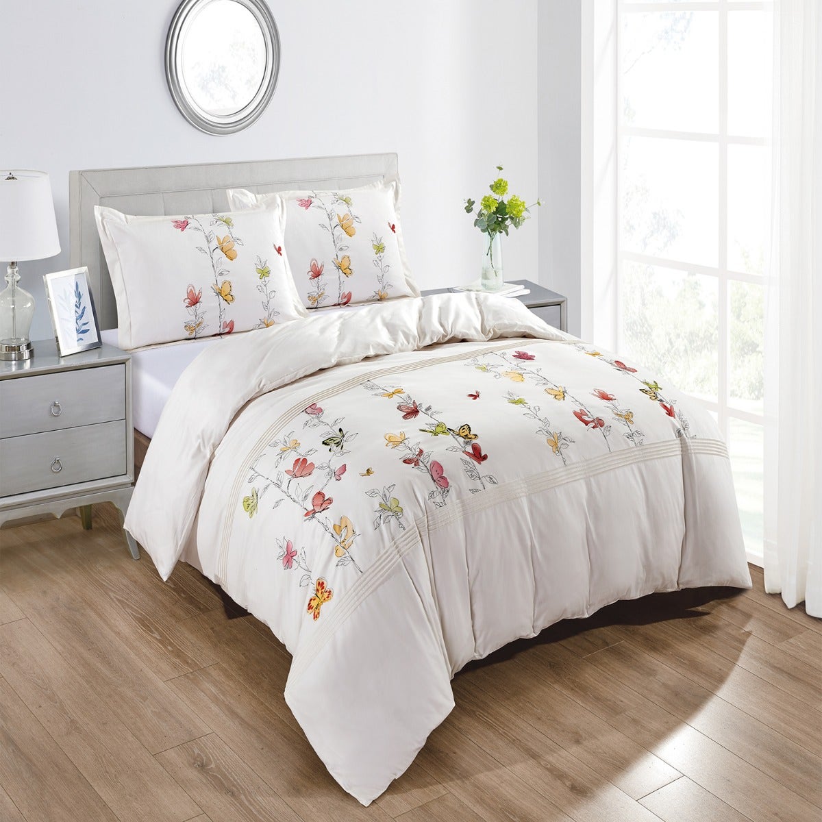 Spring Meadow Embroidered Duvet Cover Set