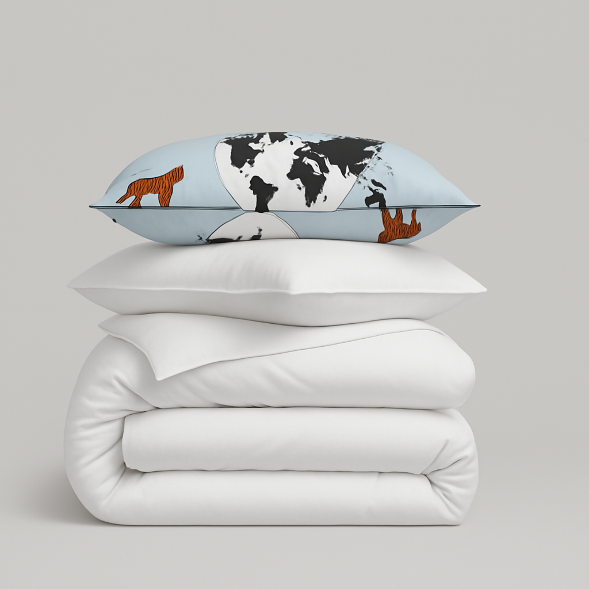 Animal Atlas Embroidered Duvet Cover Set