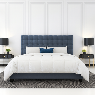 Canadian Hutterite White Goose Down Duvet on luxury bedroom bed