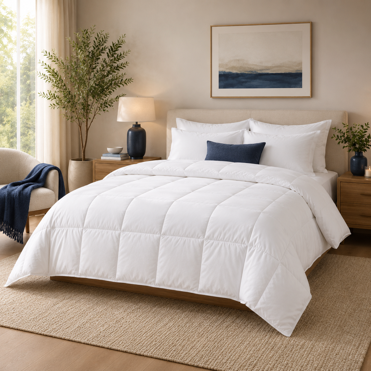 wool duvet on bed
