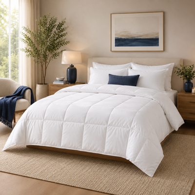 wool duvet on bed