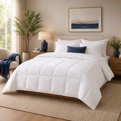 wool duvet on bed