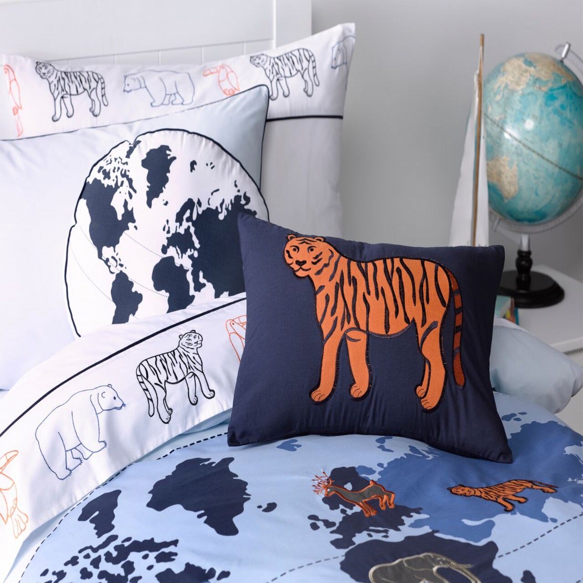 Maholi - Animal Atlas Embroidered Breakfast Cushion