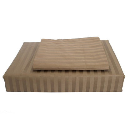 Maholi - Damask Stripe Sheet Set - Chocolate