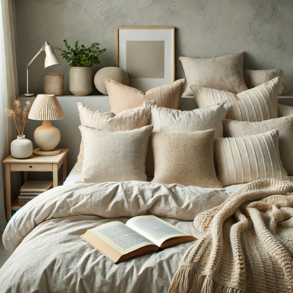 Royal Elite Feather Duvet styled on a cozy bed in a warm neutral bedroom setting.