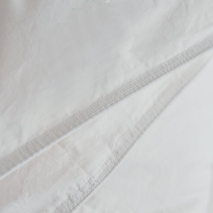 Close-up of the double-reinforced edge seams on the Royal Elite Feather Duvet.